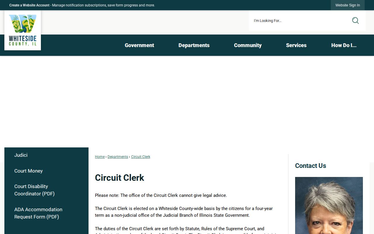 Whiteside County arrest court record page