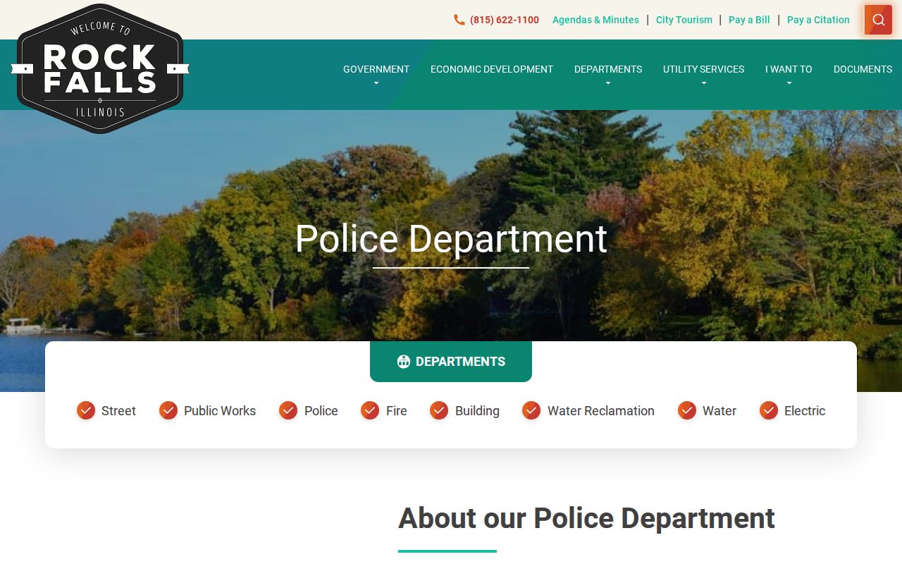Rock Falls Police Department page for Rock Falls arrest record contact information
